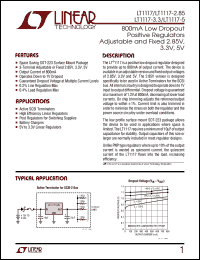 LT1117IST-3.3 datasheet: 800mA low dropout positive regulators, output 3.3V LT1117IST-3.3