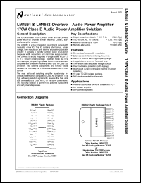 LM4652TA datasheet: LM4651 + LM4652 overtureTM audio power amplifier 170W class D audio power amplifier solution LM4652TA