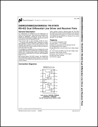 DS8922AN datasheet: RS-422 dual differential line driver and receiver pairs DS8922AN