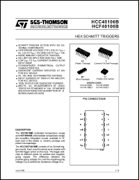 HCF40106BEY datasheet: Hex schmitt trigger HCF40106BEY