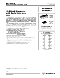 MC145050P datasheet: 10-bit A/D converter with serial interface, conversion time: 21 us MC145050P