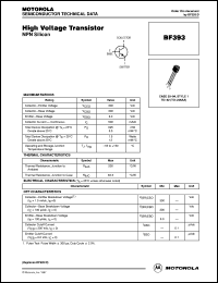 BF393ZL1 datasheet: High Voltage Transistor NPN BF393ZL1