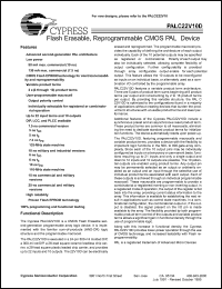 PALC22V10D-25PI datasheet: Flash erasable, reprogrammable CMOS PAL device, 25ns PALC22V10D-25PI