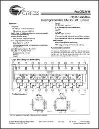 PALCE22V10-25JC datasheet: Flash erasable, reprogrammable CMOS PAL device, 25ns PALCE22V10-25JC