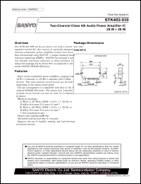 STK402-030 datasheet: Two-channel class AB audio power amplifier IC 20 W + 20 W STK402-030