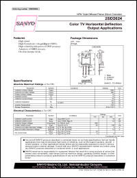 2SD2624 datasheet: NPN transistor on-chip damper diode for color TV horizontal deflection output applications, 1500V, 6A 2SD2624