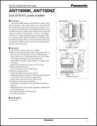 AN7190NZ datasheet: Dual 20 W BTL power amplifier AN7190NZ