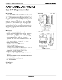 AN7190NK datasheet: Dual 20 W BTL power amplifier AN7190NK