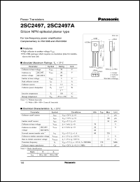 2SC2497A datasheet: NPN transistor for low-frequency power amplification, 60V, 1.5A 2SC2497A