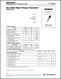 MPSW42 datasheet: One Watt High Voltage Transistor NPN MPSW42