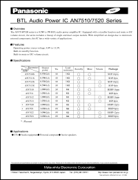 AN7513S datasheet: 0.5,1W BTL audio power amplifier for TVs, audio equipment, personal computers AN7513S