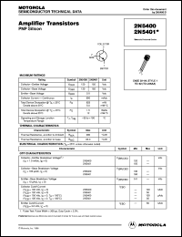 2N5400RLRA datasheet: Amplifier Transistor PNP 2N5400RLRA