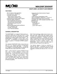 MX28F2000PPC-70C4 datasheet: 2M-BIT (256K x 8) CMOS flash memory, 70ns MX28F2000PPC-70C4