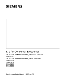 SDA5251 datasheet: TVTEXT 8-Bit microcontroller, ROM-versions, 8 Kbyte internally SDA5251