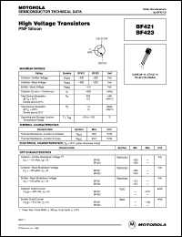 BF423 datasheet: High Voltage Transistor PNP BF423