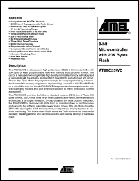 AT89C55WD-24PI datasheet: 8-bit microcontroller with 20K bytes flash, 256 x 8-bit internal RAM, 4.0V to 5.5V, 24 MHz AT89C55WD-24PI