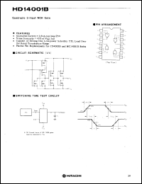 HD14001B datasheet: Quad. 2-input NOR Gates HD14001B