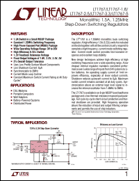 LT1767EMS8-5 datasheet: Monolithic 1.5A, 1.25MHz step-ddown switching regulator, output =5.0V LT1767EMS8-5