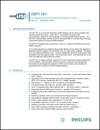 ISP1181BS datasheet: 4 to 5.5 V, full-speed universal serial bus interface device ISP1181BS