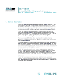 ISP1581BD datasheet: Universal serial bus 2.0 high-speed interface device ISP1581BD