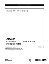 OM4085T datasheet: 2 to 6 V, universal LCD driver for low multiplex rate OM4085T