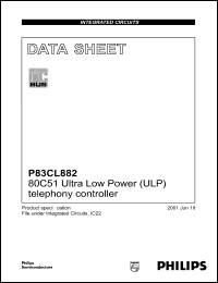 P83CL882T datasheet: 4.6 V, Ultra low power telephony controller P83CL882T