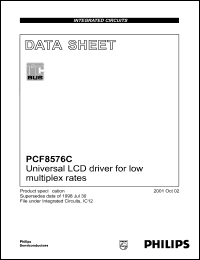 PCF8576CU datasheet: 6 V, universal LCD driver for low multiplex rate PCF8576CU