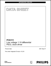 PCK111BD datasheet: 3.8 V, low voltage 1:10 differential PECL clock driver PCK111BD