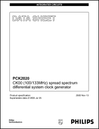 PCK2020DL datasheet: 100/133 MHz  CK00 spread spectrum differential system clock  generator PCK2020DL
