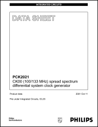 PCK2021DL datasheet: 100/133 MHz  CK00 spread spectrum differential system clock  generator PCK2021DL