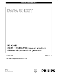 PCK2021DGG datasheet: 100/133 MHz  CK00 spread spectrum differential system clock  generator PCK2021DGG