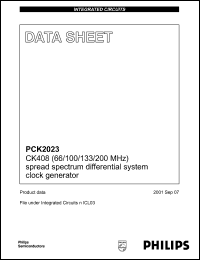 PCK2023DL datasheet: 66/100/133/200 MHz  CK408 spread spectrum differential system clock  generator PCK2023DL