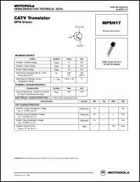 MPSH17RLRA datasheet: CATV Transistor NPN MPSH17RLRA