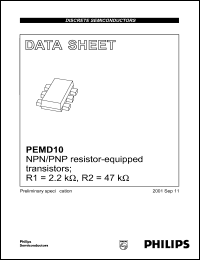PEMD10 datasheet: 50 V, 100 mA, NPN/PNP resistor-equipped double transistor PEMD10