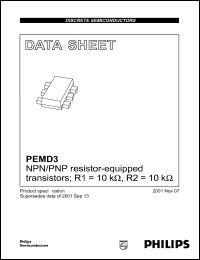 PEMD3 datasheet: 50 V, 100 mA, NPN/PNP resistor-equipped double transistor PEMD3