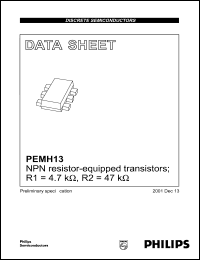 PEMH13 datasheet: 50 V, 100 mA, NPN resistor-equipped double transistor PEMH13