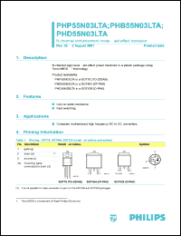 PHB55N03LTA datasheet: 25 V, N-channel enhancement mode field-effect  transistor PHB55N03LTA