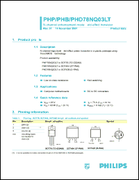 PHB78NQ03LT datasheet: 25 V, N-channel enhancement mode field-effect  transistor PHB78NQ03LT