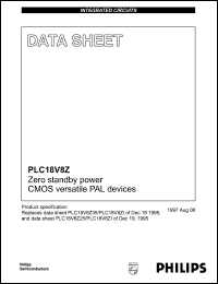 PLC18V8Z35A datasheet: 4.5-5.5 V,  zero standby power CMOS versatile PAL device PLC18V8Z35A