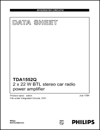 TDA1552Q datasheet:  2x22 watt BTL stereo car radio power amplifier TDA1552Q