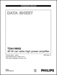 TDA1560Q datasheet: 40 W car radio high  power amplifier TDA1560Q