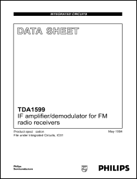 TDA1599 datasheet: IF amplifier/demodulator for FM radio receiver TDA1599