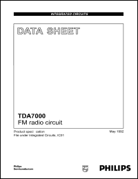 TDA7000 datasheet: 2.7-10 V, FM radio circuit TDA7000