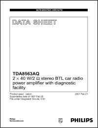 TDA8563AQ datasheet: 2 x 40 W/2 stereo BTL car radio power amplifier TDA8563AQ