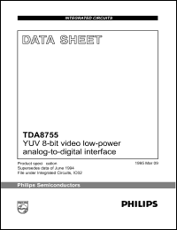 TDA8755T datasheet: YUV 8-bit video low-power analog-to-digital interface TDA8755T