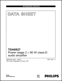 TDA8927J datasheet: Power stage 2 x80 W class-D audio amplifier TDA8927J