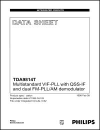 TDA9814T datasheet: Multistandard VIF-PLL with QSS-IF and dual FM-PLL/AM demodulator TDA9814T