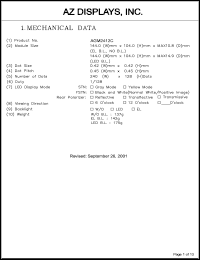 AGM2412C-REGTH-T datasheet: 0.3-5.5V; number of dots: 240 x 128dots; dot size:0.42 x 0.42mm; dot pitch:0.45 x 0.45mm; AZ display AGM2412C-REGTH-T