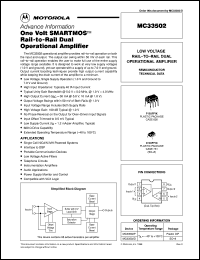 MC33502D datasheet: One Volt SMARTMOS Rail-to-Rail Dual Operational Amplifier MC33502D