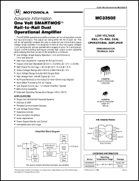 MC33502DR2 datasheet: One Volt SMARTMOS Rail-to-Rail Dual Operational Amplifier MC33502DR2